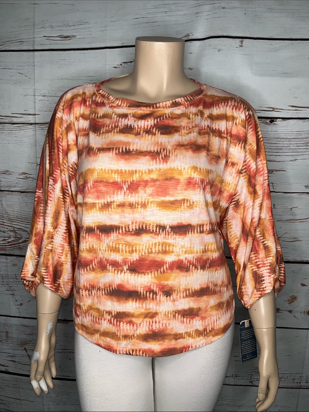 Democracy NWT Size XL Orange & Brown Stripe Dolman Sleeve Knit Top